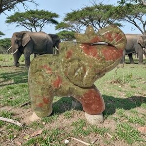 Unakite Crystal Elephant - Meet Baby Una!